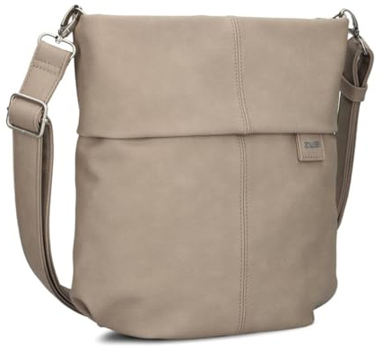 Zwei Damen Handtasche Mademoiselle.M M90 Umhängetasche 6 Liter klassische Crossbody Bag, weiches Kunstleder, Schulter-Tasche inklusive zweitem kurzen Gurt (nubuk-cappuccino)