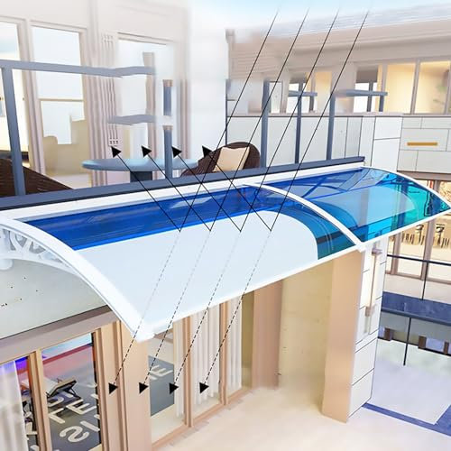 Anti-UV-Fenstermarkise, Polycarbonat, Veranda-Markise, Fenster, Regenschutz, UV-Schutz, Türmarkise, Vordach, Gartenüberdachung für Hintertür, Veranda, Fenster (80 x 600 cm/32 x 236 Zoll)