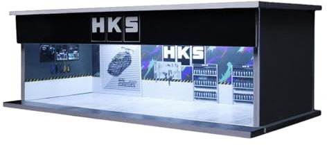 Folpus 1/64 Scenery Diorama Parking Lot Garage Display Case with Lights, Diecast Car Display Case for Gifts, hks