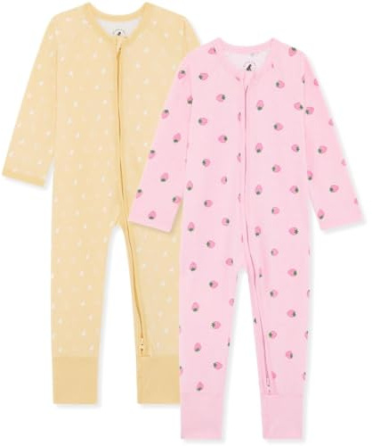 Bramble & Bear Confezione da 2 Tutine per Bambini e Bambine, Pigiami in Cotone Biologico, Tutine con Zip Intera e Facile Accesso, Bacca e Orso, 6-9 Mesi