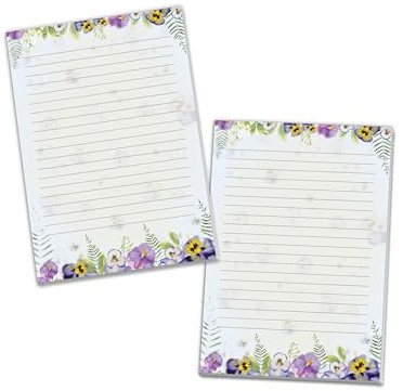 2 Briefblöcke Motiv Natur Veilchen Blumen pastell Briefpapier für Jungen Mädchen Kinder und Erwachsene Geschenk (2 Blöcke A4 mit je 25 Blätter)