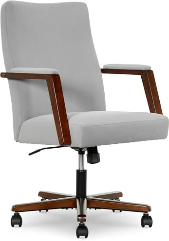 Finch Neo One Ergonomischer Chefsessel aus Samtstoff/Holz, Drehstuhl, Grau (52304-Grau)
