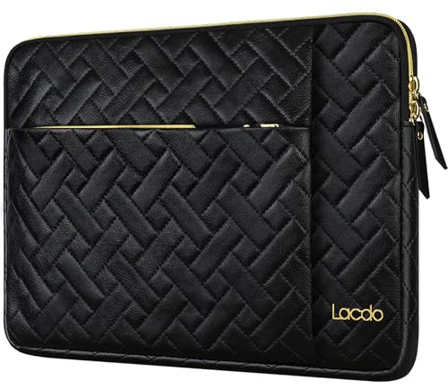 Lacdo Laptop Sleeve Case for 15 inch New MacBook Air M5/A3448 2026, M4 A3241 2025/M3 A3114/M2 A2941 2024-2023, 15 inch MacBook Pro A1990 A1707, Computer Bag with Accessory Pocket, Elegant Black