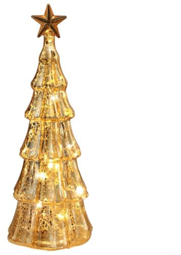 Tisch-Weihnachtsbaum mit Lichtern, Mini Künstlicher Glas Weihnachtsbaum mit LED-Lichtern, Weihnachtsfeier Dekoration Miniatur Tischschmuck Weihnachtsbaumschmuck (D)