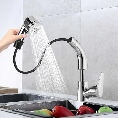 Rubinetto Lavello Cucina Miscelatore Cucina con Doccetta Estraibile 2 Modalità Acqua Regolabili rubinetto lavello in altezza Flessibile Rubinetto cucina Girevole a 360 °