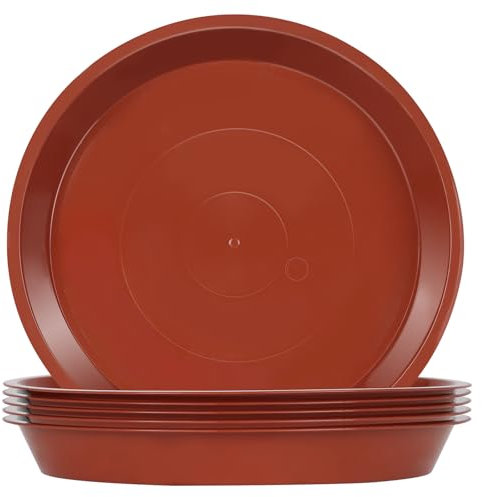 Muzhira 6 Stück Blumentopf Untersetzer, Untersetzer für Blumentöpfe, Kunststoff Blumenuntersetzer für Innen- und Außenpflanzen - 26cm/Rot