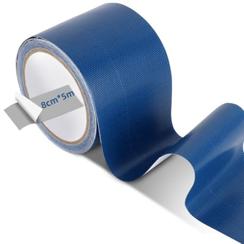 RANJIMA PVC Planenband, 8CM*5M Reparaturklebeband für Gewebeplanen, Zelt Reparatur Klebeband Wasserdichtes Planeklebeband für LKW Abdeckplane, Markise, Zelt, Starke Klebekraft & Reißfestigkeit, Blau