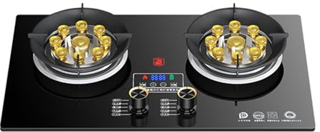 Cuisinière À Gaz 2 Brûleurs, Cuisinière Convertible GN/GPL, Cuisinière À Gaz En Verre Trempé Noir 5,2 KW, Avec Protection Contre L'extinction Et Minuterie, Installation Sur Table/intégrée(NG)