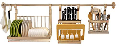 SaryEdge Étagère de Cuisine Murale, égouttoir à Vaisselle en Acier Inoxydable, égouttoir, Porte-Couteaux, Longueur de la Tige de Suspension 100 cm(