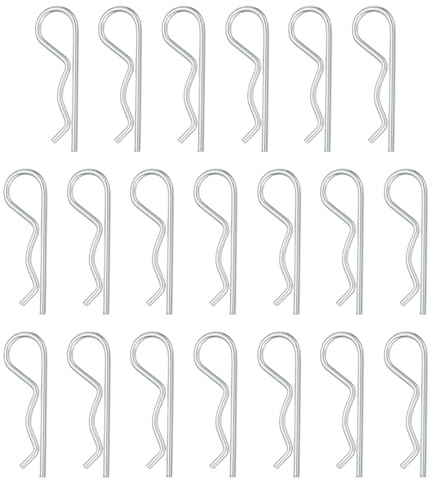 QUARKZMAN 50 Stück Federsplint Anhängerkupplungsstift Clip, 3mm x 65mm R Clips aus Karbonstahl, Draht Haarnadeln Splinte für Anhänger, Traktoren, LKW Stift Clip, Silber