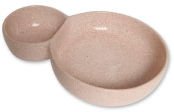 Genérico Cuenco Doble de Concreto, Bol para Aperitivos y Aceitunas, Diseño Rústico, Color Rosado