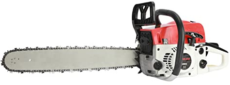 Tronçonneuse Thermique 58cc 2,4kW avec Guide-Chaîne 50cm, Lubrification Automatique, Frein de Sécurité, Tronconneuse Thermique pour Abattage et Bois de Chauffage