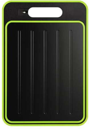 True Face Cutting Board Double Sided 21x31cm Multi Function Food Tray Rapid Thawing Plate with Sharpener Aluminum Alloy Grinding Chopping Board for Defrost and Thaw Meat and Food Black Green