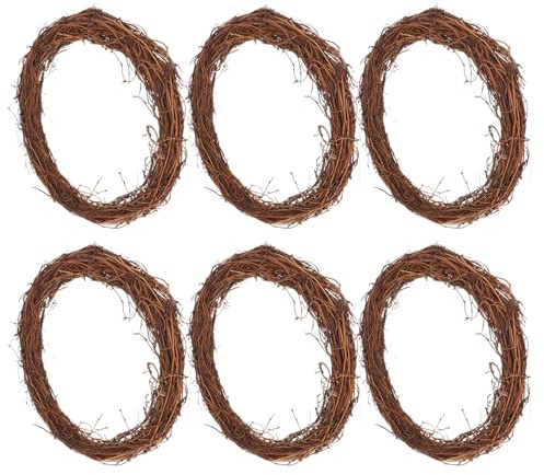 Cabilock Grapevine Wreath 6Pcs Christmas DIY Rattan Wreath Garland for Holiday Festival Craft Wedding Decor -11.8 inch