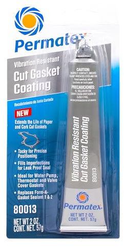 Permatex 80013 Grey Cut Gasket Coating, High Torque, Vibration-Resistant Silicone Sealant for Paper, Cork & Rubber Gaskets, Extends Gasket Life, Fills Scars, Tack-Free in 1 Hr, 2 Oz