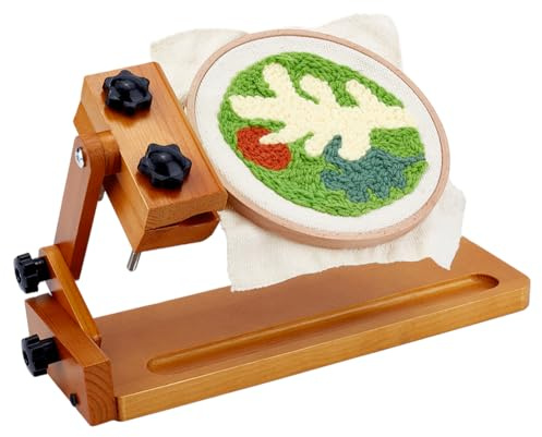 PH PandaHall Supporto regolabile per ricamo a cerchio, supporto da tavolo in legno per punto croce, telaio da ricamo con robusta base in legno per arti artigianali, trapuntatura, cucito