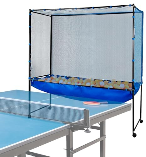 Avoirdus Extra Wide Table Tennis Ball Catch Net, Floor Standing Practice Net with Wheels, Durable Ball Recycling Collector for Multi-Ball Training, Table Tennis Accessories & Serve Practice