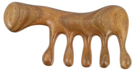 FIXOSHEE Peine Masajeador de Madera Natural sin Mango Dientes Anchos para Cabello Rizado y Relajante y Suavizante del Cuero Cabelludo para Masaje y Cuidado Tradicional Chino