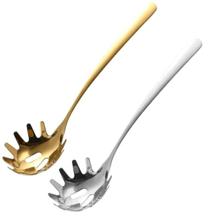 NUOBESTY 2 pièces Cuillère à Spaghetti Inox Service Cuisine Pratique avec Fentes Drainantes Résistante Chaleur Ustensile de Pâtes et Ergonomique pour Usage Domestique