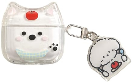 eglixu Custodia protettiva trasparente per AirPods Pro 3 (2025), con orecchie di gatto in stile cartone animato, motivo mela, gattino, cane, pupazzo di neve, custodia protettiva per AirPods Pro di