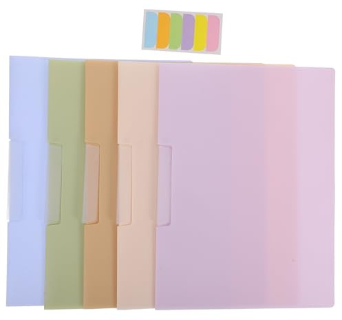 Healeved Lot de 5 A4 en Polypropylène avec Pince Pivotante Chemises de Présentation Multifonctions pour Bureau et École Dossier Classeur Solide et Coloré Rangement Rapide des Documents