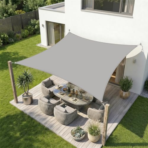 Sekey Vela Ombreggiante Impermeabile 2x3m, senza Cucitura, PES 160g/m², Anelli Inox ed Effetto Lotus, Resistente a Strappo, UV 95%, per Balcone Terrazza Giardino, Grigio Chiaro