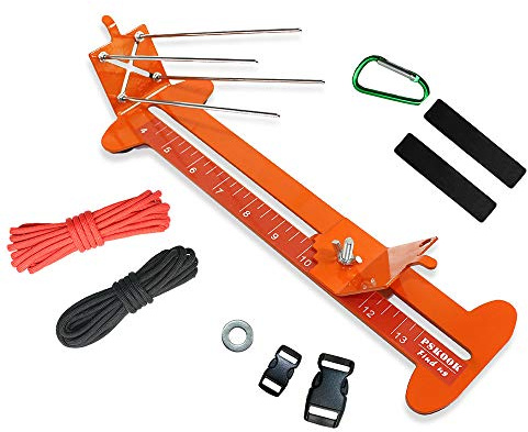 Paracord Armband Jig Kit DIY Maker Werkzeug mit Edelstahl Schiebestangen-System, rutschfeste Gummifüße, klebrige Pads, verstellbare Größe von 10,2 cm bis 33 cm, zum Weben von Schlüsselbändern