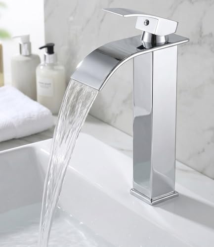 Grifo Lavabo Monocomando en Latón Macizo Cromado, Mezclador Lavabo con Cartucho Cerámico Antical, Grifo Baño Ahorro de Agua, Instalación Fácil