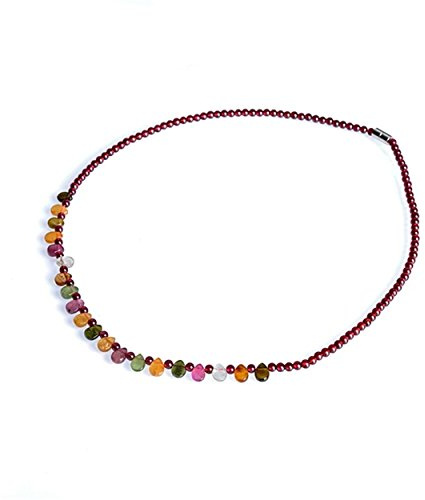 ZYFSHA Halsband Halsband Naturlila Röd Granat Kristall Tourmaline Beads Halsband 4mm AAAA