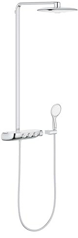 GROHE Rainshower SmartControl Duo 360, Duschsystem (Regendusche mit Thermostat, kein Verbrühen am Thermostat, Sicherheitssperre bei 38°C, Duscharmatur mit 3 Strahlarten), moon white, chrom, 26250LS0