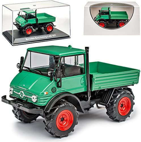 Modellcarsonline Mercedes-B Unimog mit Pritsche U406 Grün 1977 LKW Truck 1/43 Modell Auto