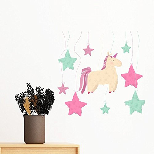 DIYthinker Schöne Catoon Stern Unicorns Muster entfernbare Wand-Aufkleber Wand-DIY Tapete Vinyl Room Home Decor Aufkleber 35Cm