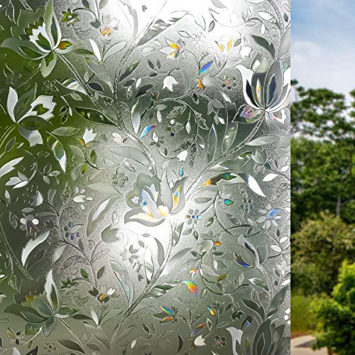 Volcanics Rainbow Window Film - Static Clings, 3D Decals & Stickers for Glass Doors & Windows, Heat Control & Anti UV, 35.4 x 78.7 Inches