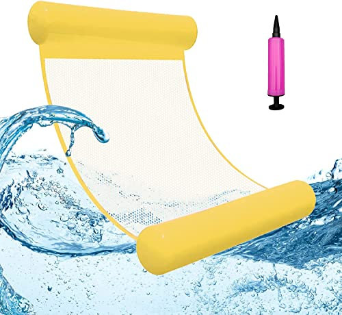 Amaca Galleggiante, Materassino per Piscina con Pompa ad Aria, Amaca Gonfiabile Piscina Amaca Mare 4 in 1 Poltrona Galleggiante Piscina Materasso Piscina