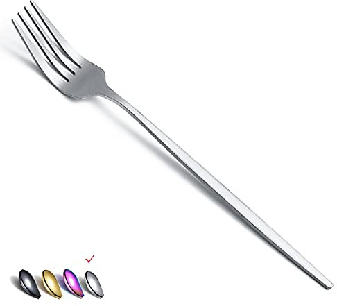 Set di 6 forchette da dessert in acciaio inox, opache, da tavola, insalata, set di posate per casa, cucina o ristorante, lavabili in lavastoviglie (argento opaco, 21 cm)