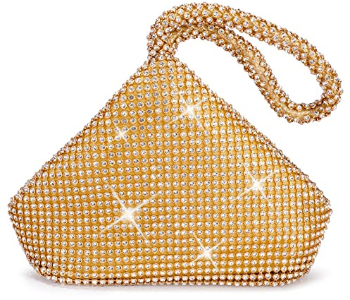 JIAN YA NA Bolso de mano para mujer, dama de honor, novia, noche, para graduación, cóctel, fiesta, boda, compromiso, A Large Gold