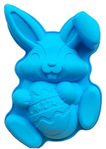 Danlai Diy Easter Bunny Rabbit Egg Mold Large Size Silicone Mold Fondant Cake Chocolate Mould Baking Tool for Home Bakery Easter Decorations Blue