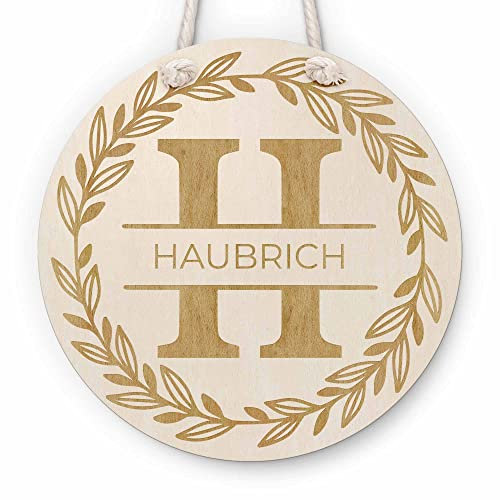 Namensschild Haustürschild | Holz Türschild personalisiert mit Buchstabe & Name | Personalisiertes Geschenk für Freunde und Familie - alle Buchstaben verfügbar