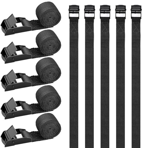 RIO Direct 10 Stück Spanngurt kurz 50cm, Spanngurte Fahrradträger, Schwarze Kurze Zurrgurte mit klemmschloss, Kleine Spanngurte, für Fahrrad, Sackkarre, Motorrad, Gepäck