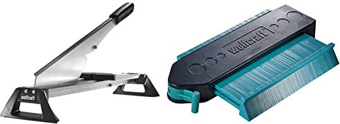 wolfcraft Guillotina para laminado LC 600, 6937000, La potente y precisa guillotina para laminado + Calibre para contornos, 6949000, Para palpar y transferir el trazado de cortes