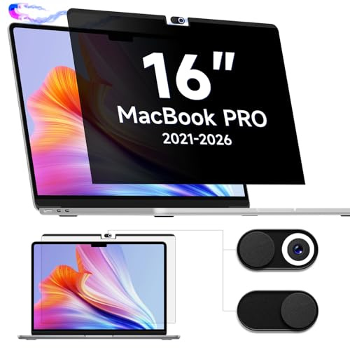 IPROKKO Magnetischer Blickschutzfilter für MacBook Pro 16 Zoll (2021-2026, M1, M2, M3, M4, M5), Abnehmbar Blaulicht Mac Laptop Privacy Screen Blickschutzfolie