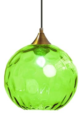 ZTTECH 200 mm Glaskugel-Pendelleuchte Bronze-Gold-Halterung mit Bernstein Glaskugel-Hängelampe E27 Vintage Innenbeleuchtung für Kücheninsel Esstisch Schlafzimmer Wohnzimmer (Grün, 20cm)