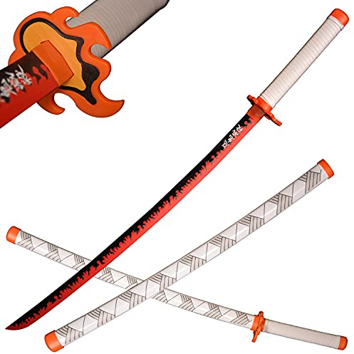ACTASITEMS Japanese Anime Cosplay Prop Wooden Sword - 104cm, Katana -Rengoku Kyoujurou