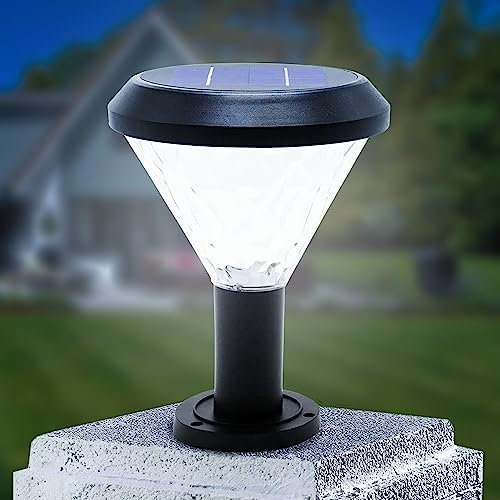 Vicyol S&D Farol de Poste Solar Exterior, Lámpara LED en Pedestal, Foco Impermeable con Mando a Distancia y Encendido Inteligente para iluminación de Jardín, Patio, Terraza.