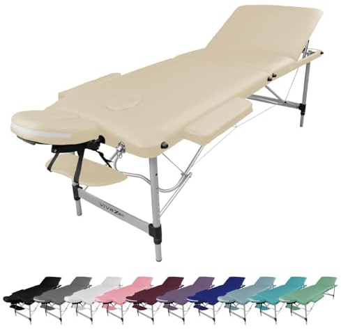 Vivezen - Table de Massage Pliante 3 Zones en Aluminium + Accessoires et Housse de Transport - Plusieurs Coloris