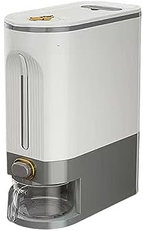 Reheyre Reisspender in Lebensmittelqualität, Reisspender mit Messbecher, großes Fassungsvermögen, klar, sichtbar, luftdicht, Küchenbedarf, 10 kg Reisspender Grau S