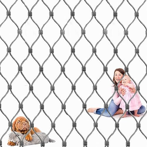 Katzenschutznetz Drahtverstärkt, Edelstahl Metallgitter, Masche 5cm, Gartenzaun Metallgitter für Maschendrahtzaun Zaun Gartenzaun Hühnerzaun Weidezaun, Rausfallschutz Netz ( Größe : H 1M x L 10M )
