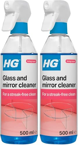 HG Glass and Mirror Cleaner, Streak-Free Glass Cleaner, Effectively Removes Grease & Dirt from Windows & Surfaces Quickly - 500ml Spray (142050106) (Pack of 2)