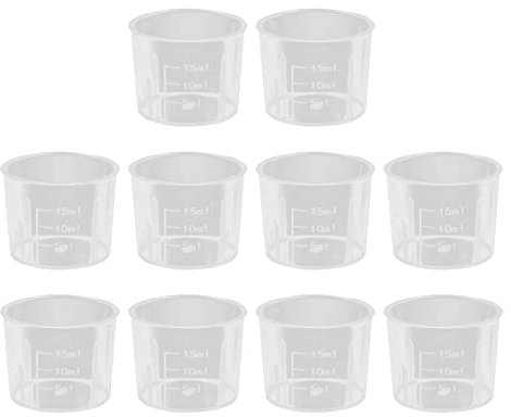 LUOFANG Gobelet à mesurer en Plastique Transparent de 15ml, 10 pièces, bécher à mesurer gradué, gobelets à mesurer pour médicaments Transparents pour Laboratoire