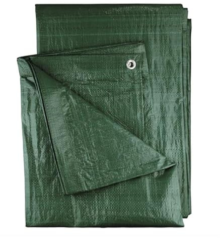 DIAH DO IT AT HOME Green Tarpaulin 90 GSM (5m x 5m) - Lightweight Waterproof Tarp Cover with Aluminium Eyelets for Garden, Camping Ground Sheet, Wood Logs & Outdoor Furniture Protection